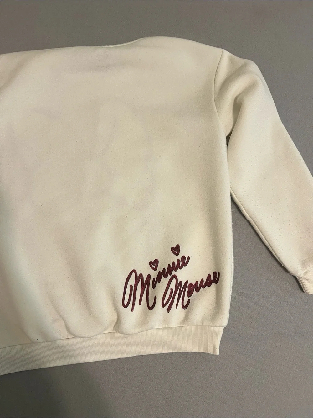 Disney Cream Sweatshirt with Red Polka-Dot Minnie Bow youth size